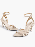 Crisscross Strappy Ankle Strap Metallic Silver Stiletto Sandals Party Date Night