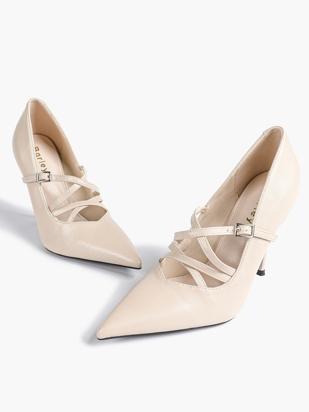 Cross Buckle Slingback Heels - Classic Pointed Toe Pumps