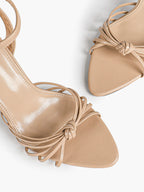 Gold Metallic Knotted Multi-Strap Open Toe Ankle Strap High Heel Sandals