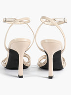 Women's Black Patent Leather Multi-Strap Ankle Strap Heeled Sandals - Summer Party Heels