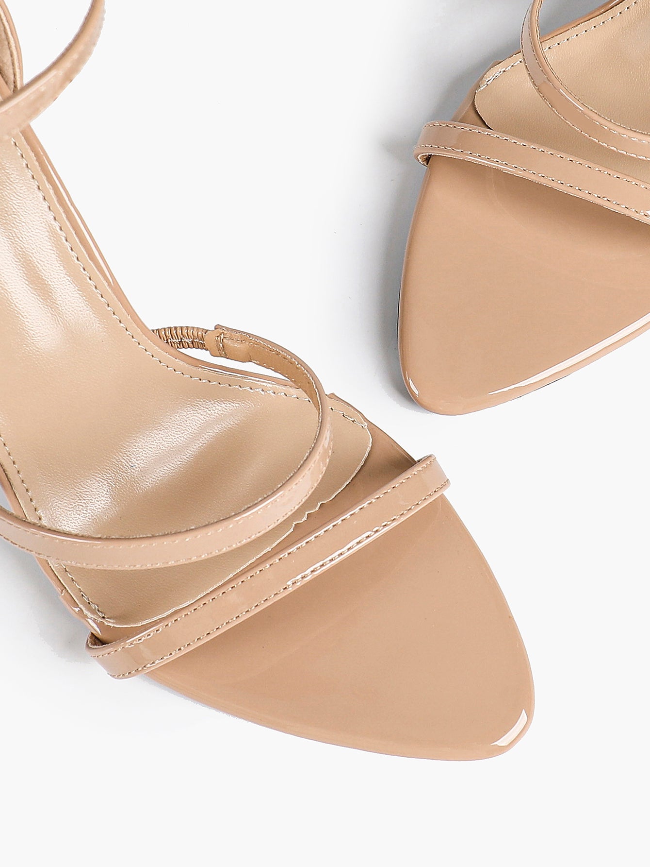 Black Leather Double Strap Heeled Sandals Open Toe - Casual Office Stiletto Pumps
