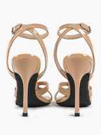 Silver Metallic Cross Strap Ankle Strap Heeled Sandals Stiletto Pumps  Evening Party
