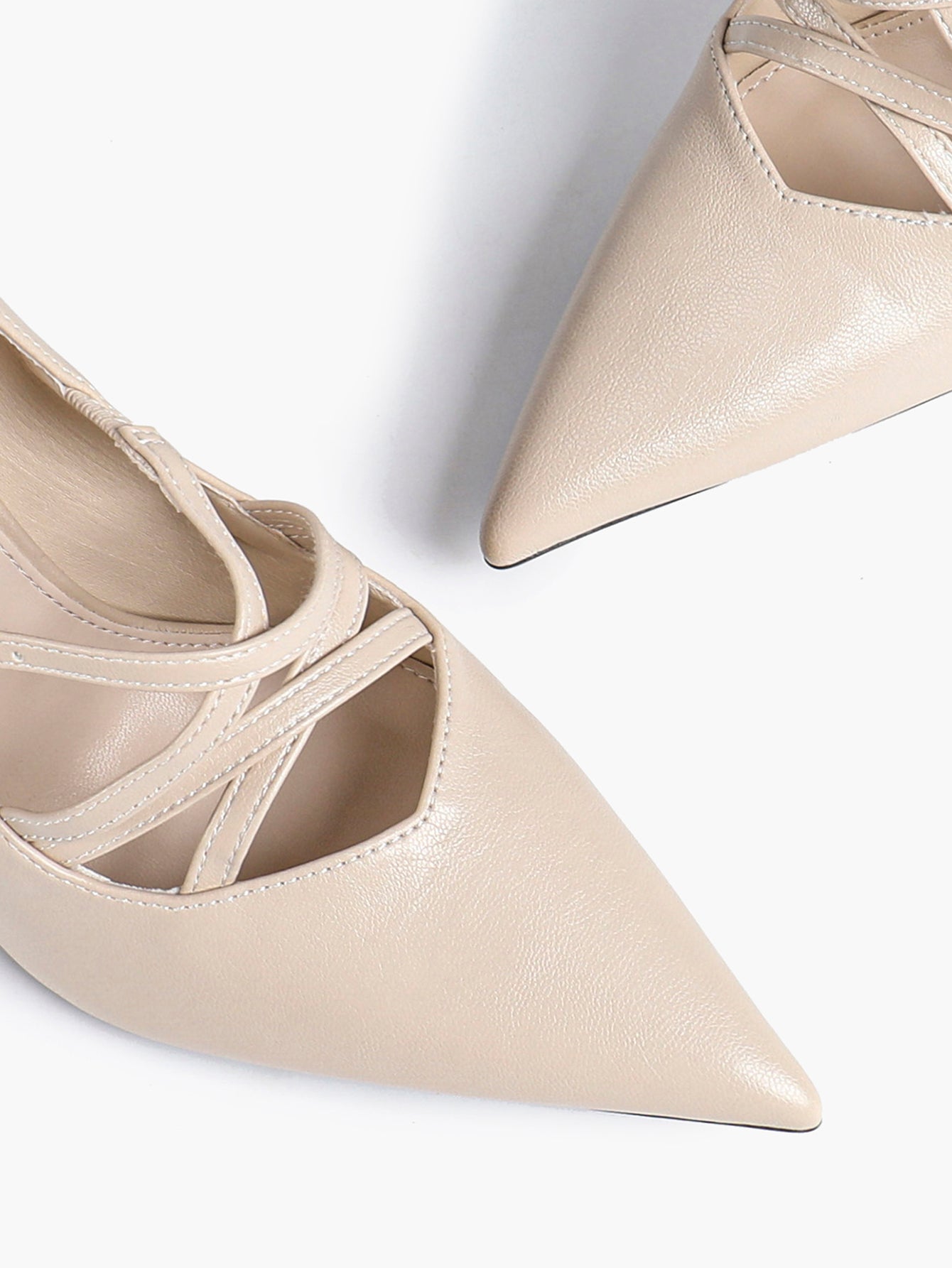 Cross Buckle Slingback Heels - Classic Pointed Toe Pumps