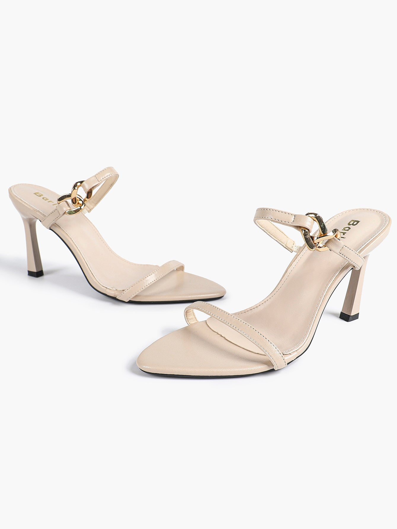 Chain Detail Open Toe High Heel Mules - Daily Party Sandals