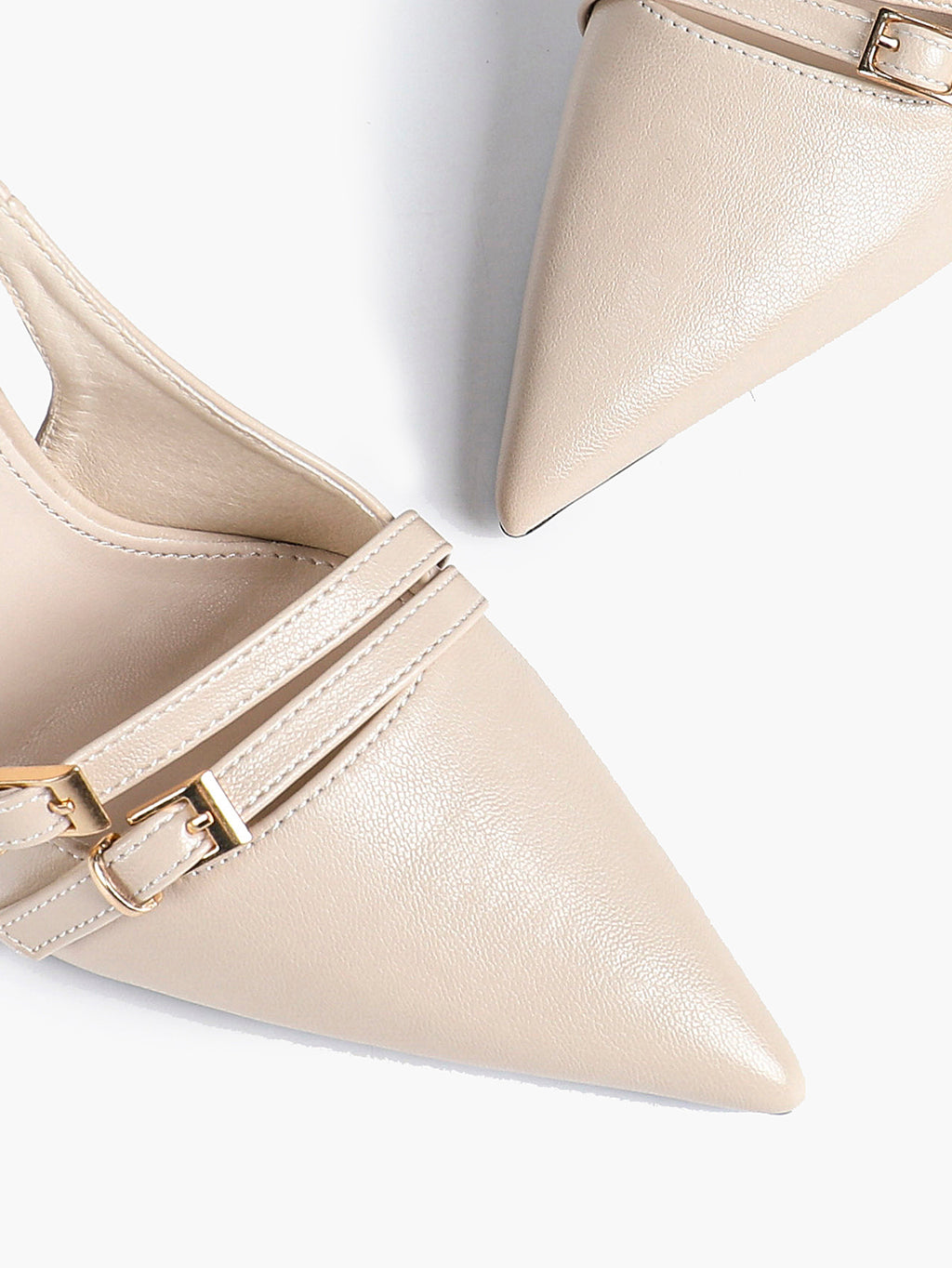 Leather Multi Buckle Slingback Pointed Toe Stiletto Heels-Elegant Dress Shoes