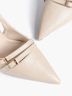 Leather Multi Buckle Slingback Pointed Toe Stiletto Heels-Elegant Dress Shoes