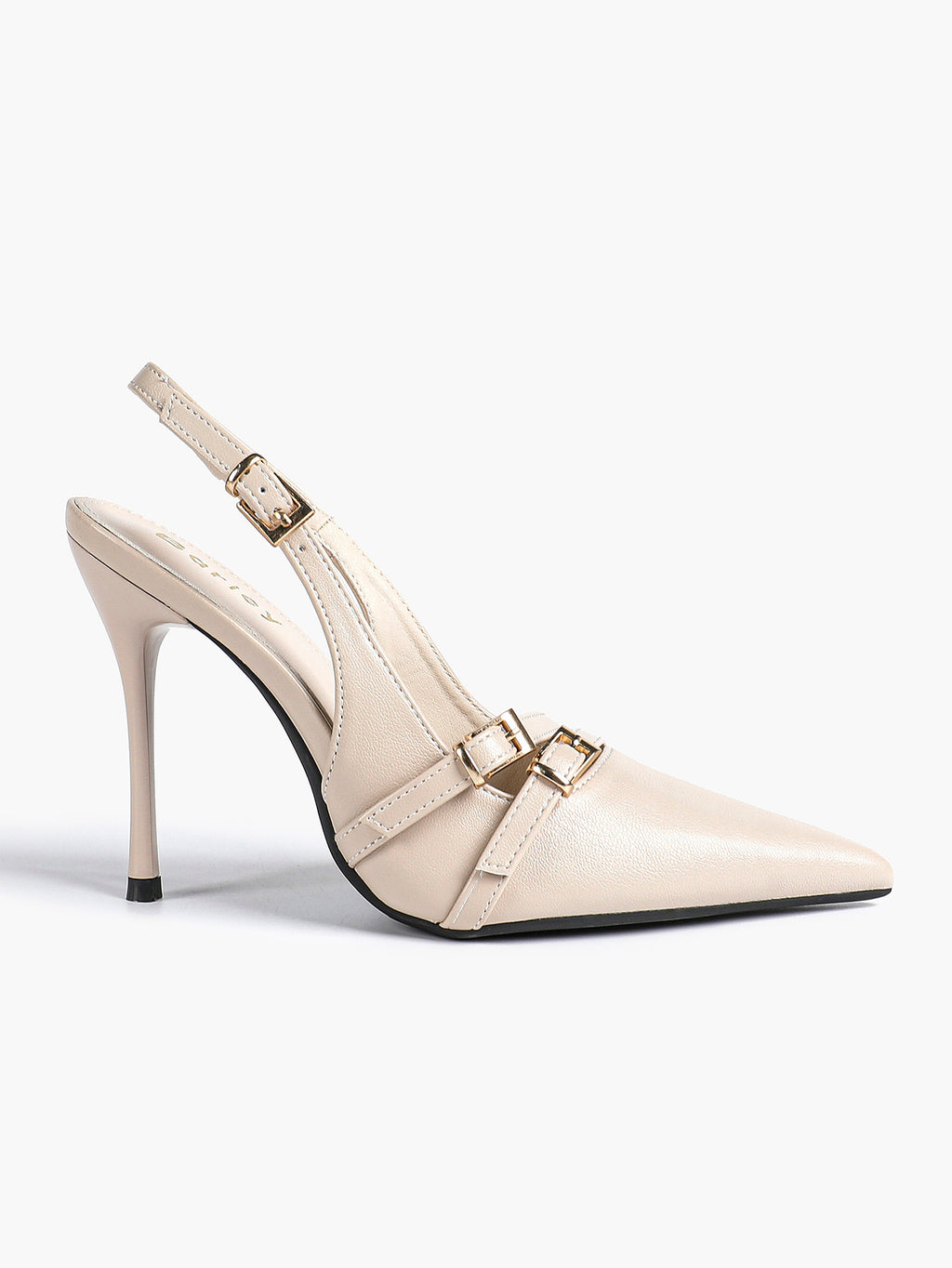 Leather Multi Buckle Slingback Pointed Toe Stiletto Heels-Elegant Dress Shoes