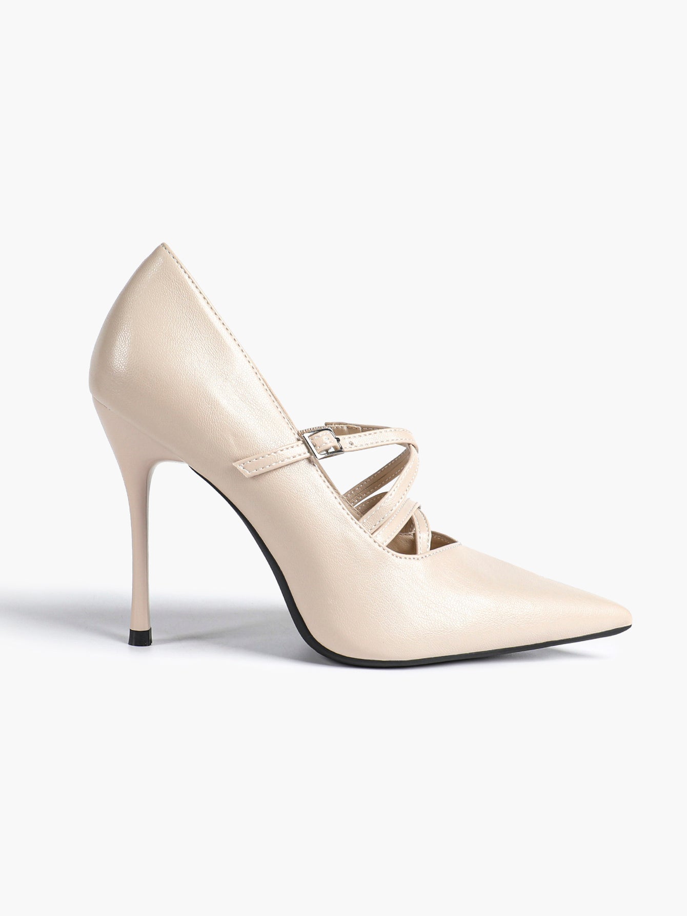 Cross Buckle Slingback Heels - Classic Pointed Toe Pumps