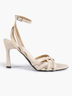Crisscross Strappy Ankle Strap Metallic Silver Stiletto Sandals Party Date Night