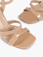 Silver Metallic Cross Strap Ankle Strap Heeled Sandals Stiletto Pumps  Evening Party