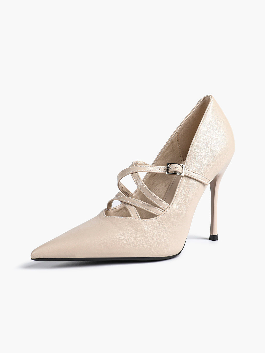 Cross Buckle Slingback Heels - Classic Pointed Toe Pumps