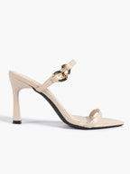 Chain Detail Open Toe High Heel Mules - Daily Party Sandals