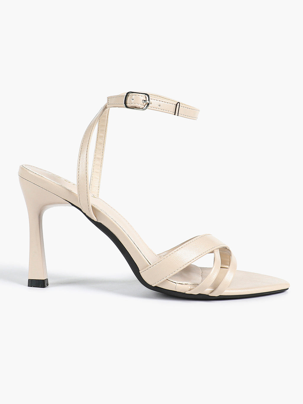 Women's Black Patent Leather Multi-Strap Ankle Strap Heeled Sandals - Summer Party Heels