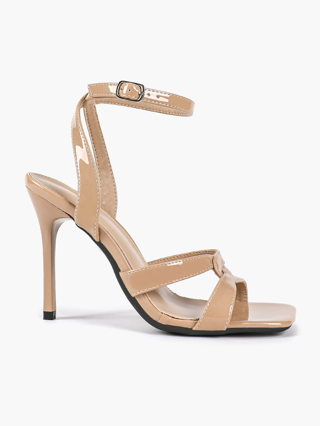 Silver Metallic Cross Strap Ankle Strap Heeled Sandals Stiletto Pumps  Evening Party
