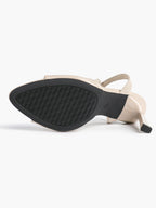 White Ankle Strap Open Toe Block Heeled Sandals - Wedding Party Office