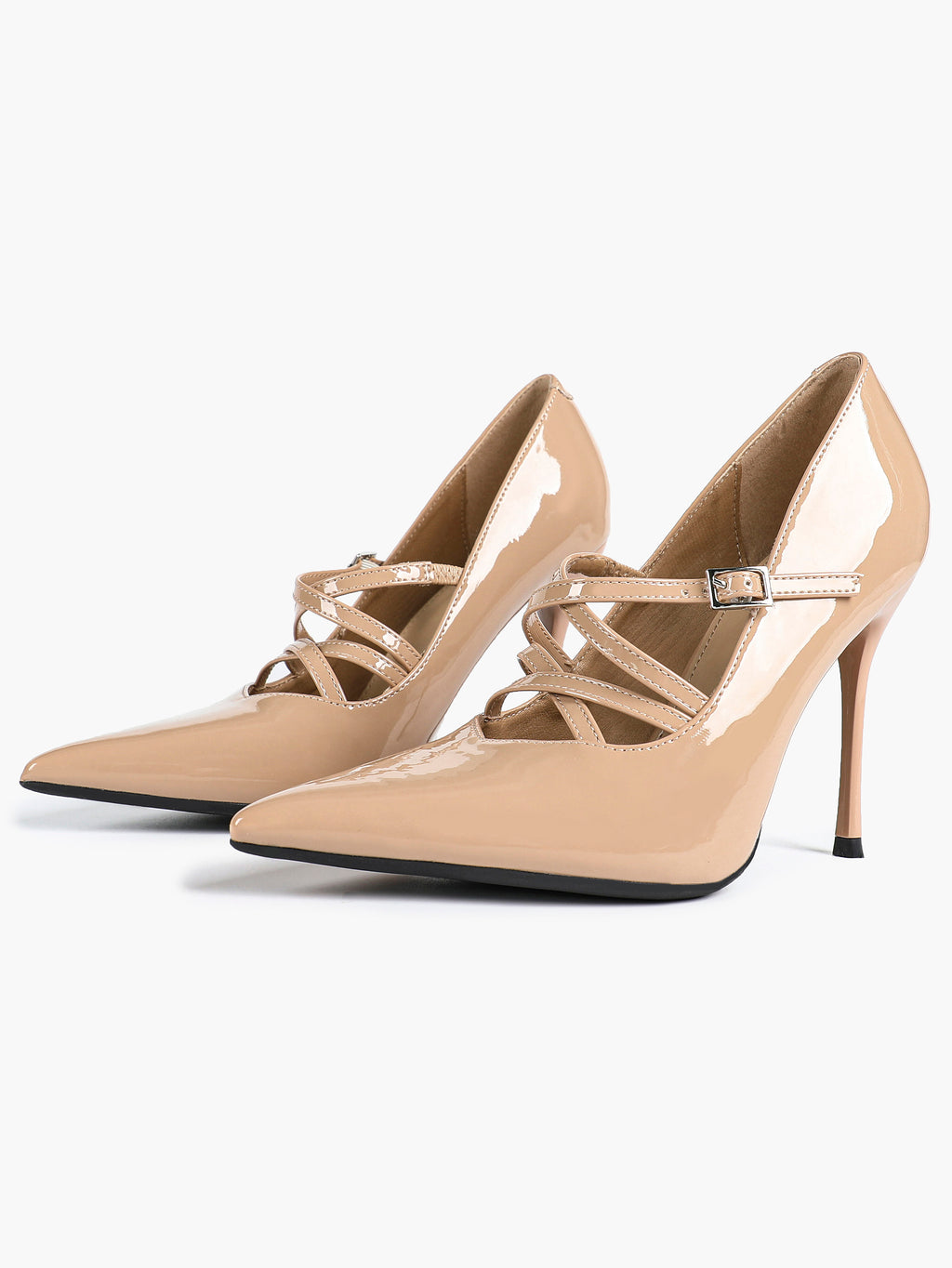 Cross Buckle Slingback Heels - Classic Pointed Toe Pumps