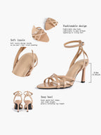 Crisscross Strappy Ankle Strap Metallic Silver Stiletto Sandals Party Date Night