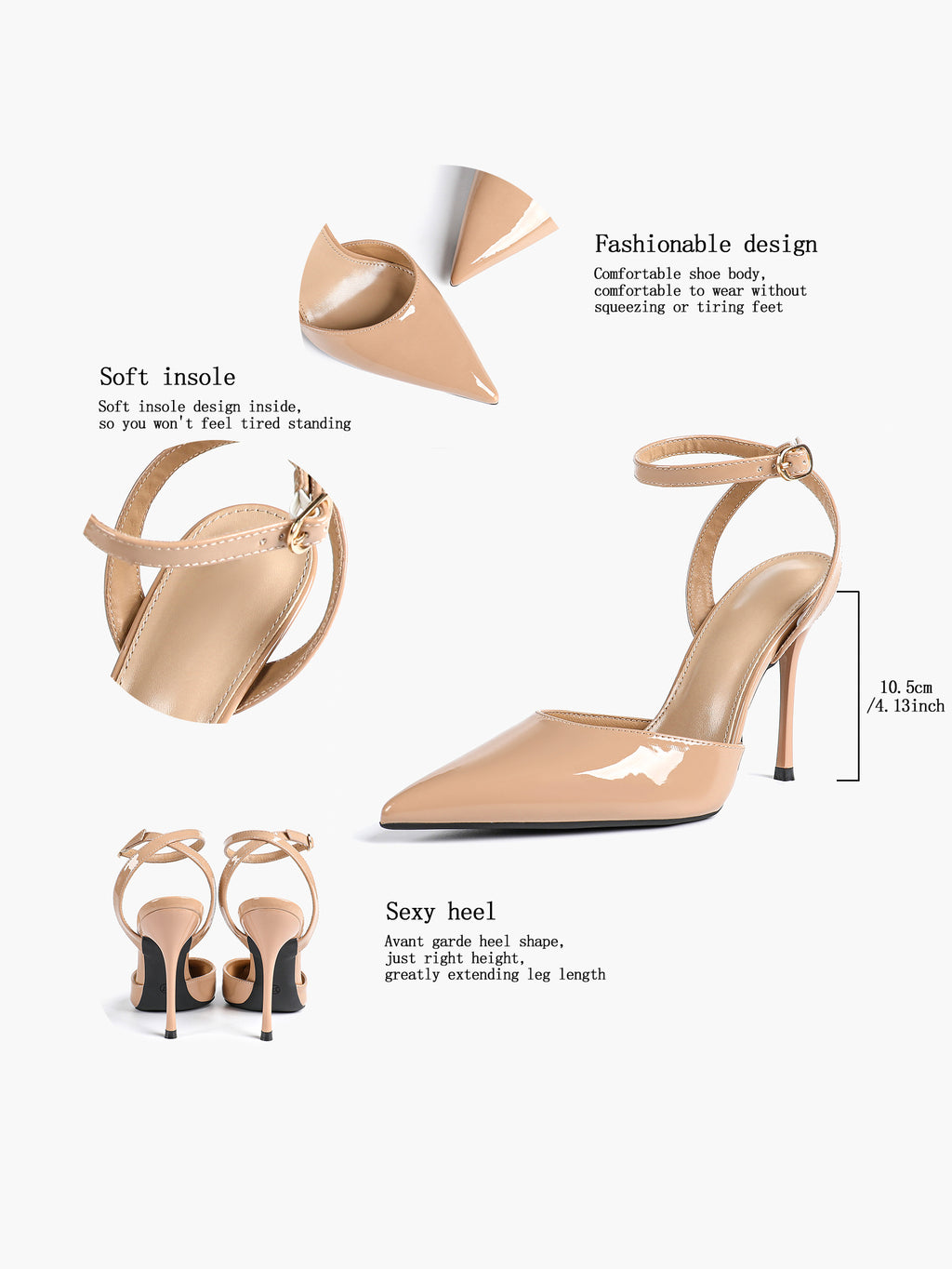 Classic Pointed Toe Ankle Strap Stilettos - Formal Event Heels