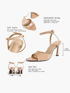 Open Toe Single Band Ankle Strap Heels Adjustable Sandals for Summer Date
