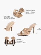 Patent Leather Crisscross Strap High Heel Mules Square Toe Slip-On Daily Wear