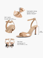 White Ankle Strap Open Toe Block Heeled Sandals - Wedding Party Office