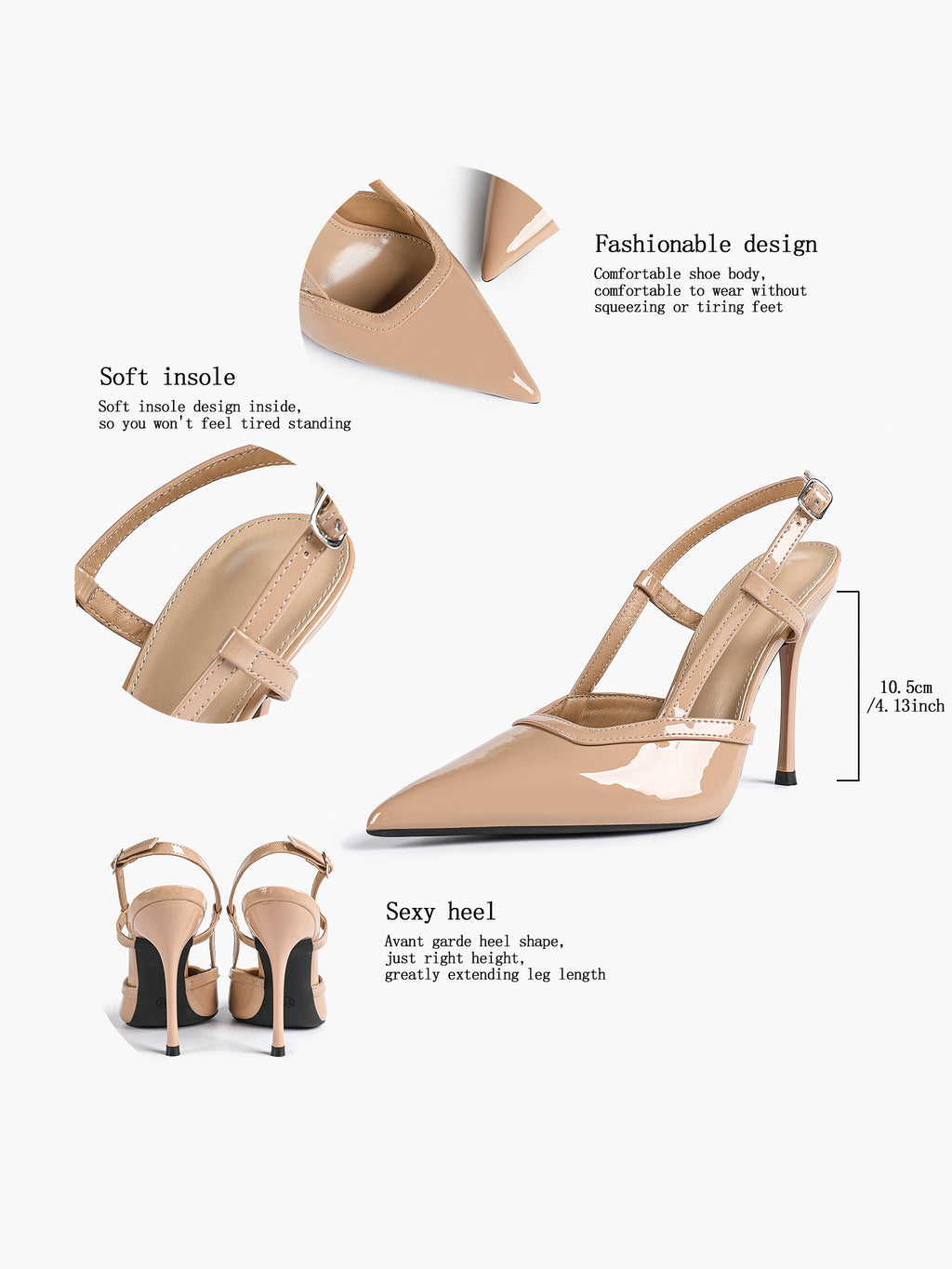 Pointed Toe Slingback Stiletto Heels | Elegant Dress Pumps