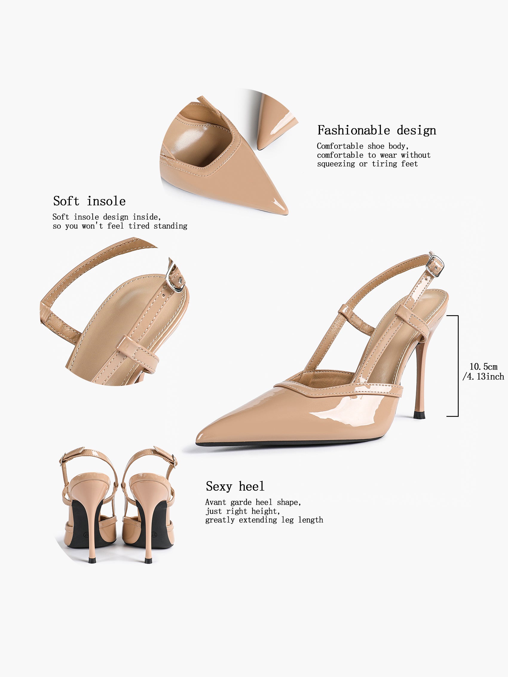 Pointed Toe Slingback Stiletto Heels | Elegant Dress Pumps