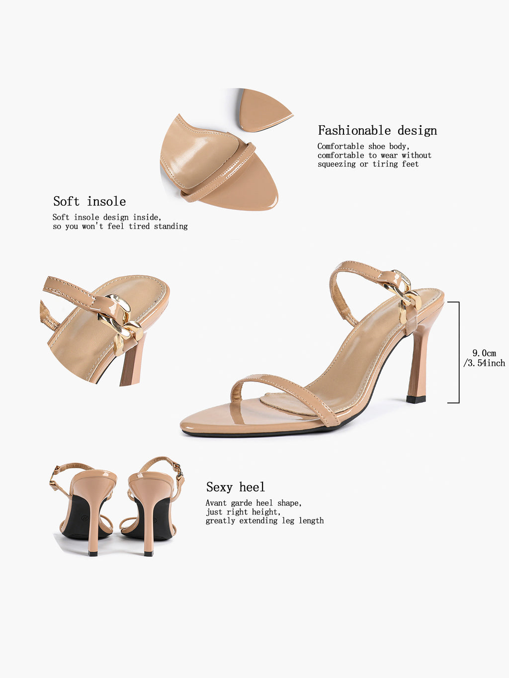 Chain Detail Open Toe High Heel Mules - Daily Party Sandals