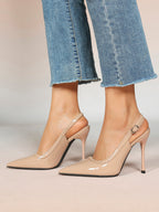 Glossy Patent Slingback Heels | Pointed Toe Formal Heels
