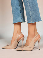 Women's Buckle Accent Pointed Toe Pumps Heels - Party Date Night Heels