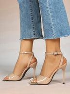Women's Black Square Toe Ankle Strap Heeled Sandals Wedding Party Casual Shoes