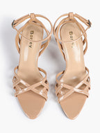 Crisscross Strappy Ankle Strap Metallic Silver Stiletto Sandals Party Date Night
