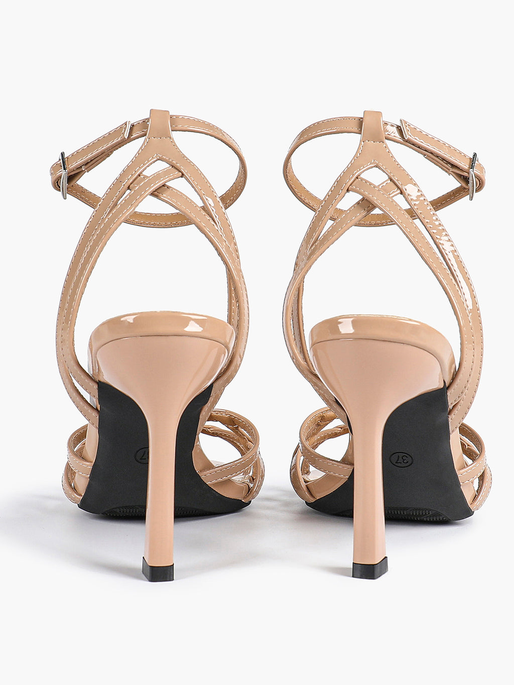 Crisscross Strappy Ankle Strap Metallic Silver Stiletto Sandals Party Date Night