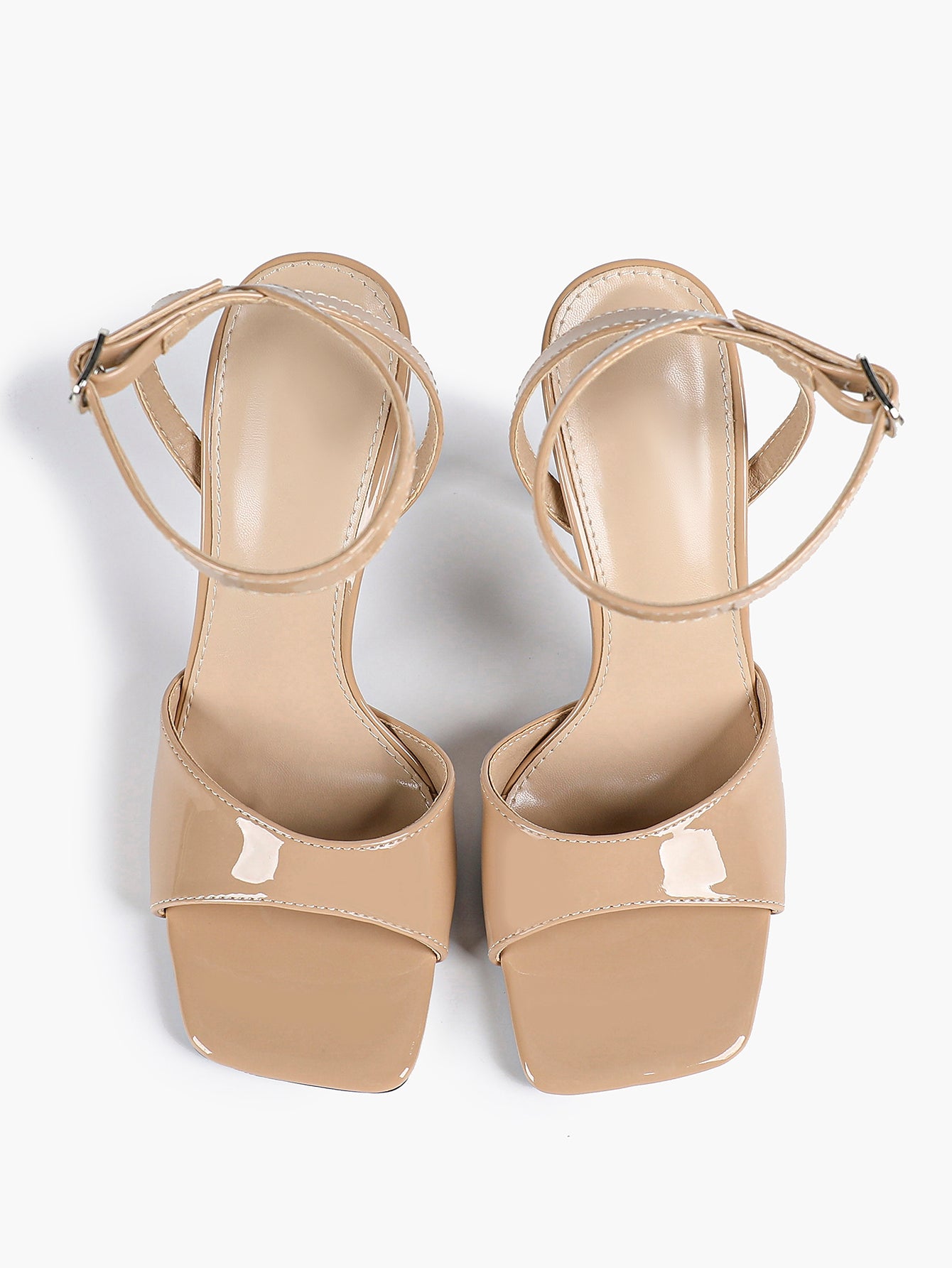 Women's Black Square Toe Ankle Strap Heeled Sandals Wedding Party Casual Shoes