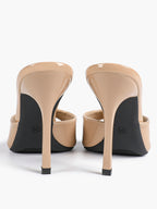 Leather Square Toe High Heel Mules Slip-On Stiletto Sandals Wedding Casual Shoes