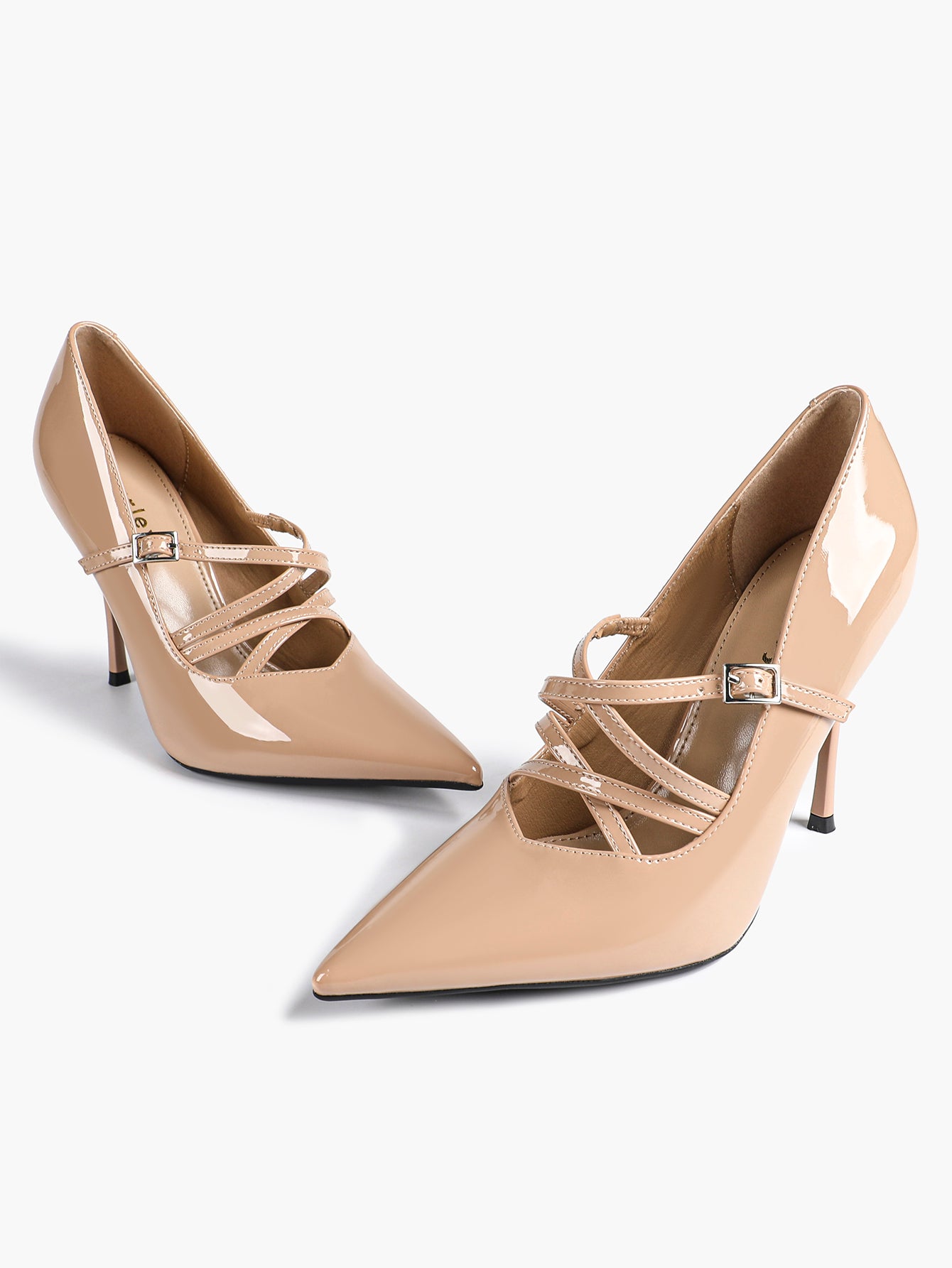 Cross Buckle Slingback Heels - Classic Pointed Toe Pumps