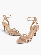 Crisscross Strappy Ankle Strap Metallic Silver Stiletto Sandals Party Date Night