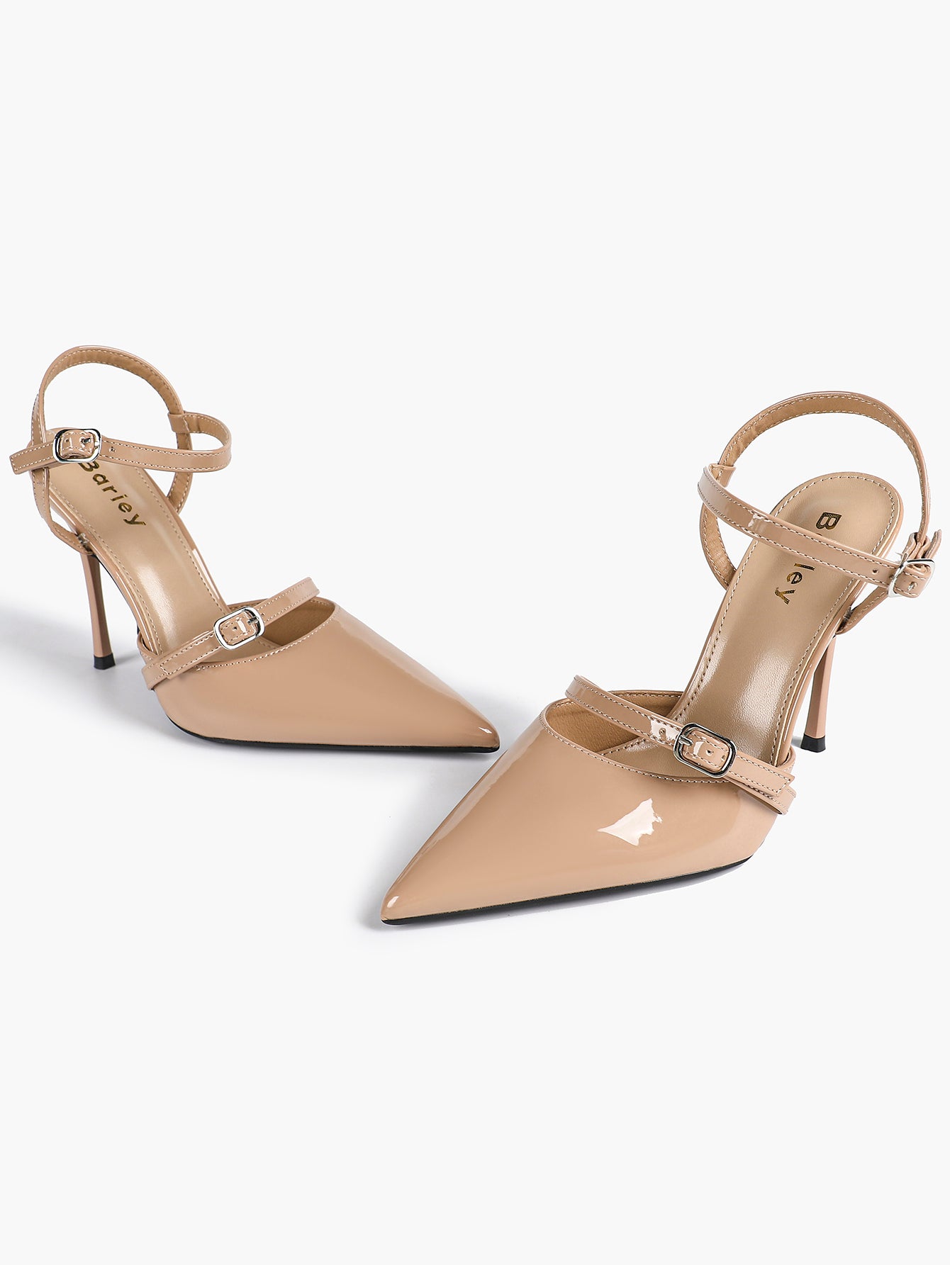 Double Strap Slingback Pointed Toe Stiletto Heels - Mary Jane Style Pumps