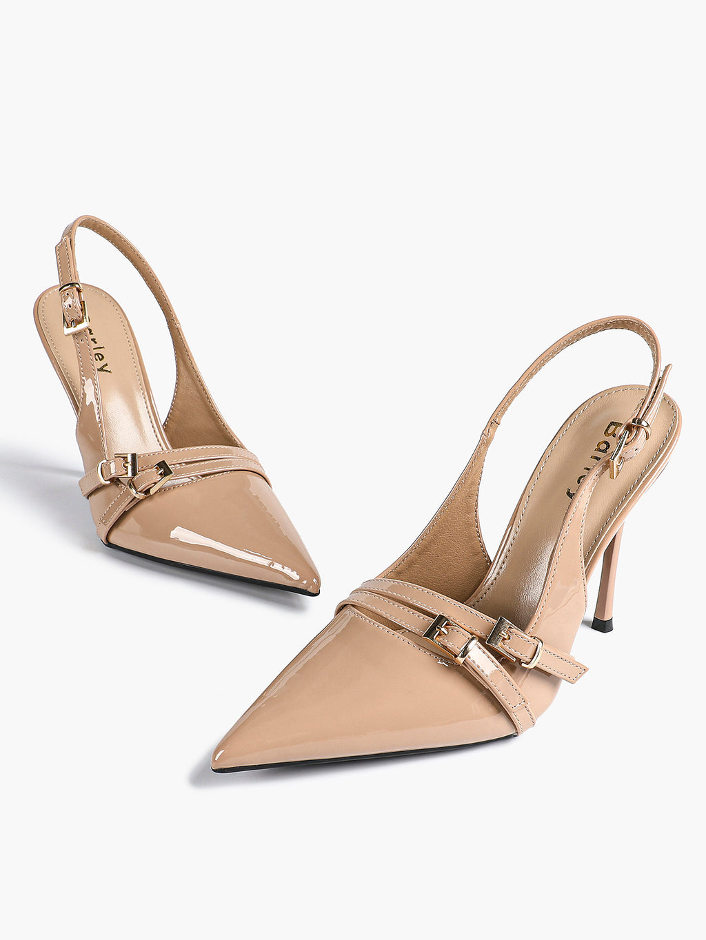 Leather Multi Buckle Slingback Pointed Toe Stiletto Heels-Elegant Dress Shoes