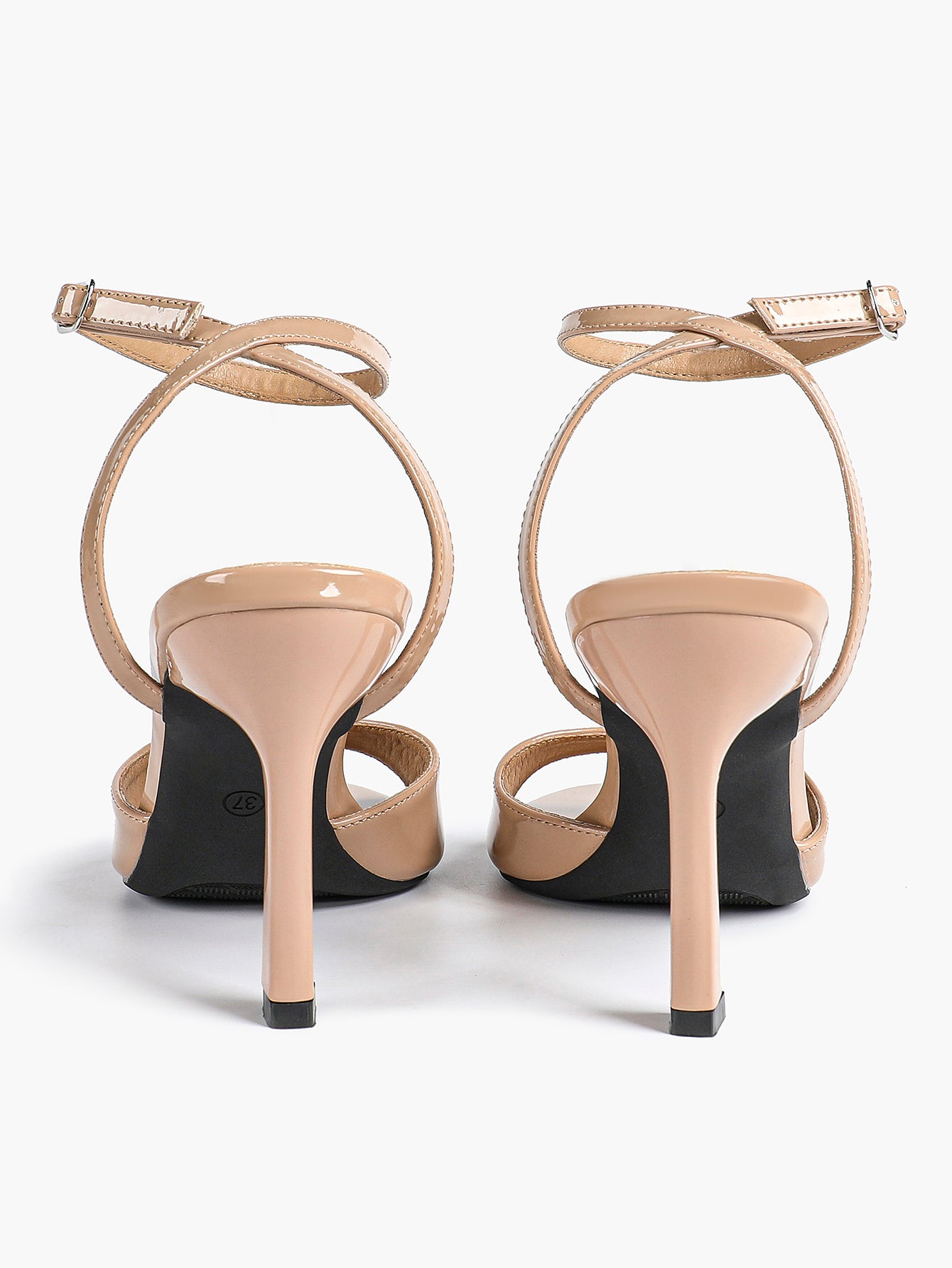 Open Toe Single Band Ankle Strap Heels Adjustable Sandals for Summer Date