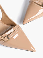 Leather Multi Buckle Slingback Pointed Toe Stiletto Heels-Elegant Dress Shoes