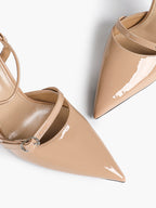 Double Strap Slingback Pointed Toe Stiletto Heels - Mary Jane Style Pumps