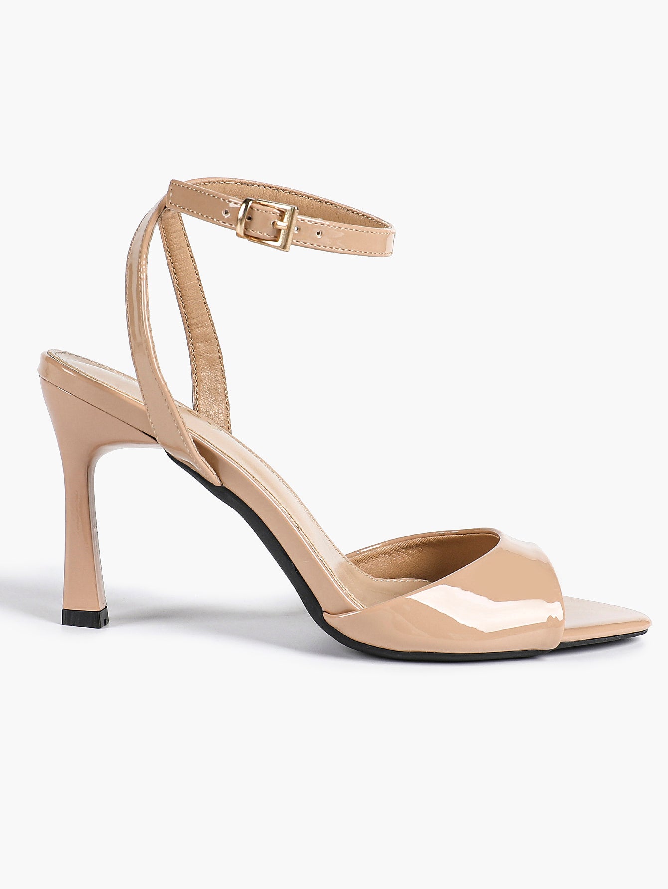 White Ankle Strap Open Toe Block Heeled Sandals - Wedding Party Office