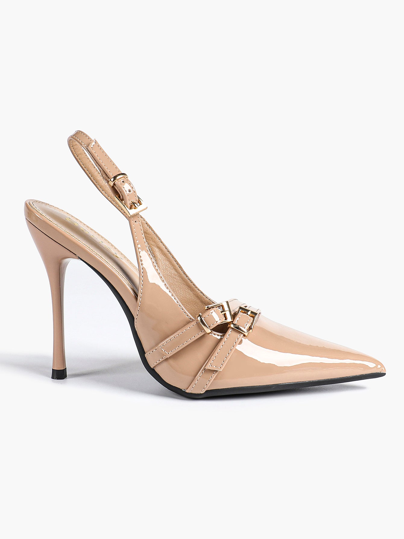Leather Multi Buckle Slingback Pointed Toe Stiletto Heels-Elegant Dress Shoes