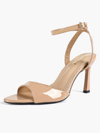 White Ankle Strap Open Toe Block Heeled Sandals - Wedding Party Office