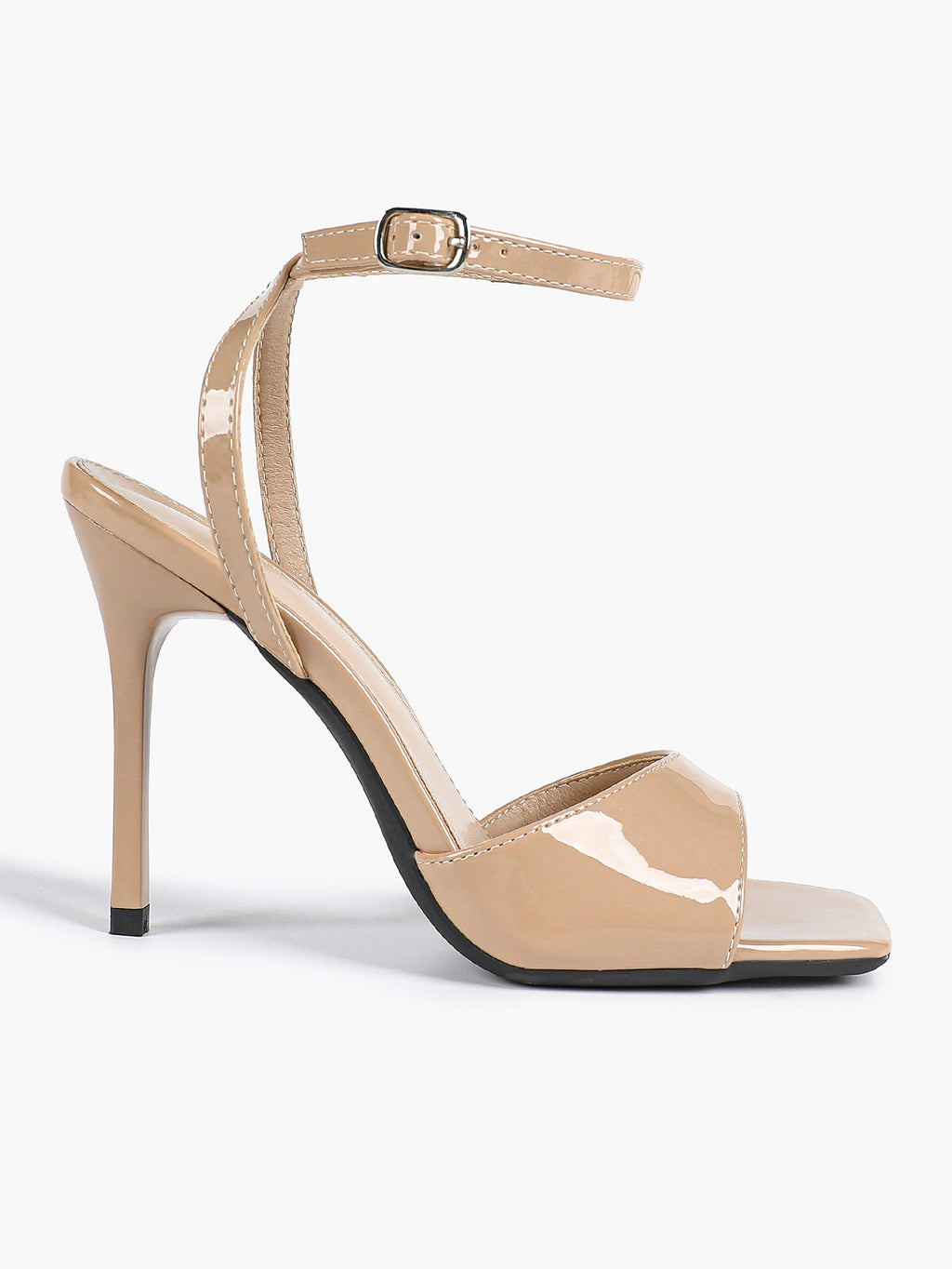 Women's Black Square Toe Ankle Strap Heeled Sandals Wedding Party Casual Shoes