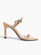 Chain Detail Open Toe High Heel Mules - Daily Party Sandals
