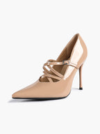 Cross Buckle Slingback Heels - Classic Pointed Toe Pumps
