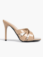 Patent Leather Crisscross Strap High Heel Mules Square Toe Slip-On Daily Wear