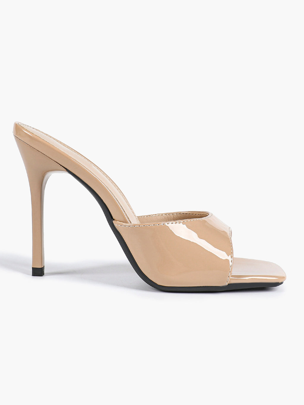 Leather Square Toe High Heel Mules Slip-On Stiletto Sandals Wedding Casual Shoes